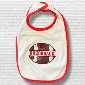 Arkansas “Lil Razorbacks” Embroidered Football Bib With Red Trim NWOT